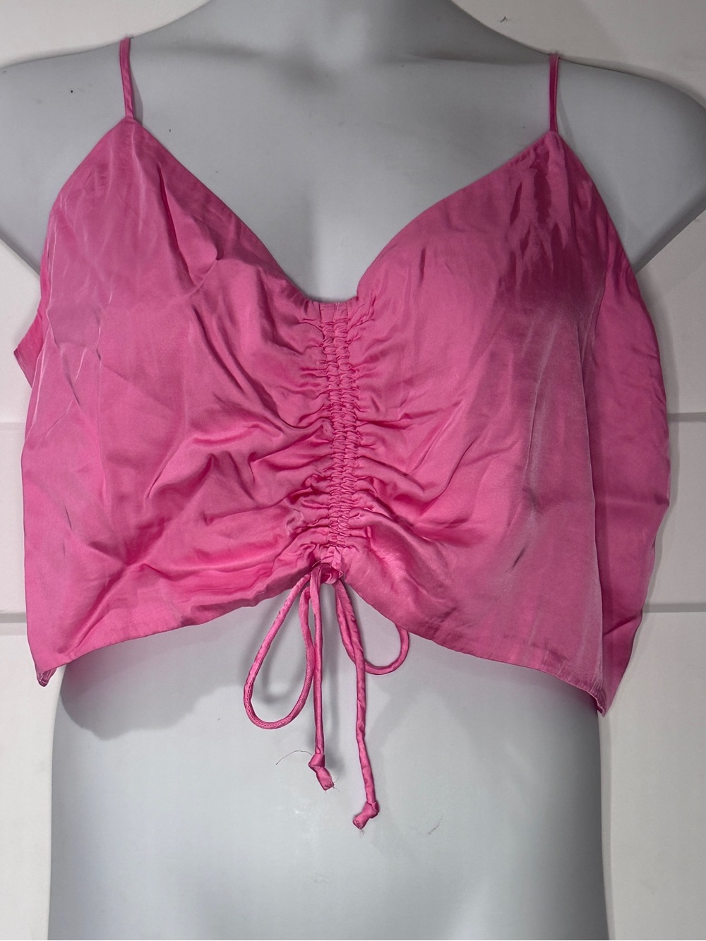 aerie Hot Pink Tie-Front Crop Top NWT